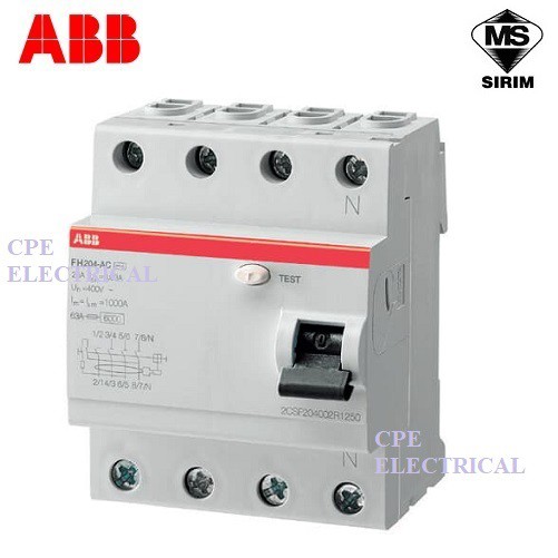 Abb FH204 63A 4P 300mA 100mA 30mA ELCB RCCB ผลิตในอิตาลี