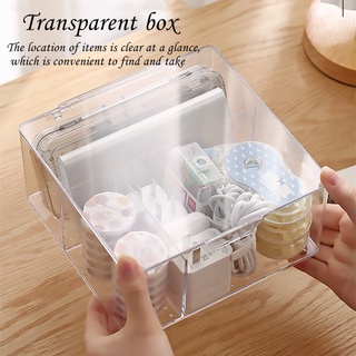 Dust-proof With Cover Transparent Cable Organizer Desktop Storage Box Partition Storage Box Cosmetics Stationery Sundries Storage Artifact VuZ2