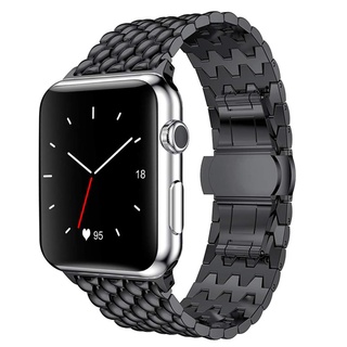 สายนาฬิกาข้อมือ สเตนเลส โลหะ ลายมังกร สําหรับ Apple Watch 1 2 3 4 5 6 SE