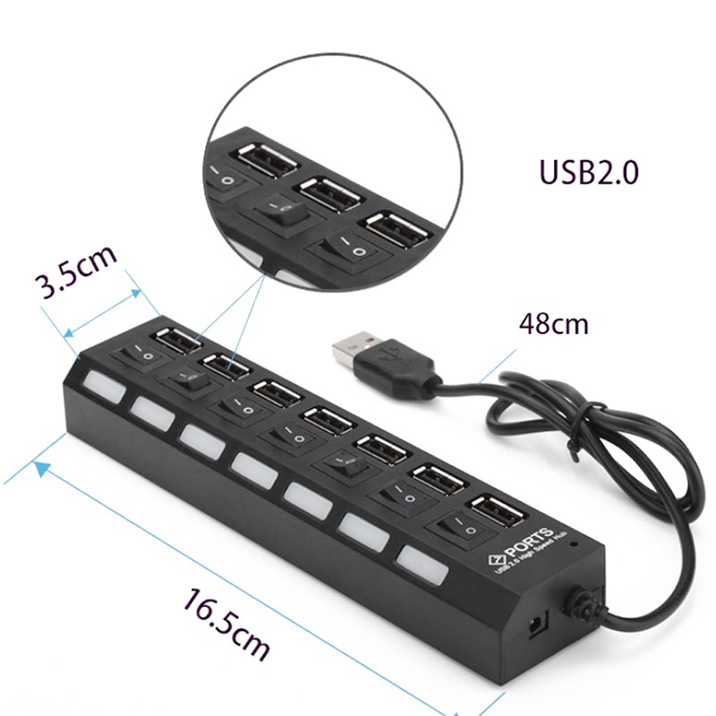 ตัวเพิ่มช่องUSB 2.0 High Speed ช่องเชื่อมต่อHUB Combo Splitter 4 / 7 Port พอร์ตฮับ4ช่อง/7ช่อง USB Switch อะแดปเตอร์USB