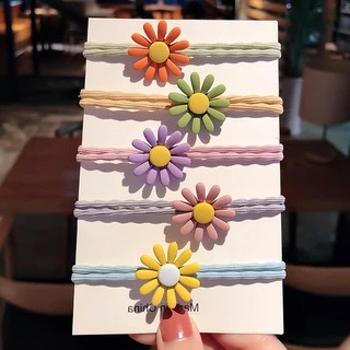 (A-006) ยางรัดผมลายดอกเดซี่ ยางรัดผม ดอกไม้ ยางมัดผม เครื่องประดับผม เกาหลี น่ารัก ยางเด็ก กิ๊บปากเป็ด สเตนเลส คลิปหนีบ