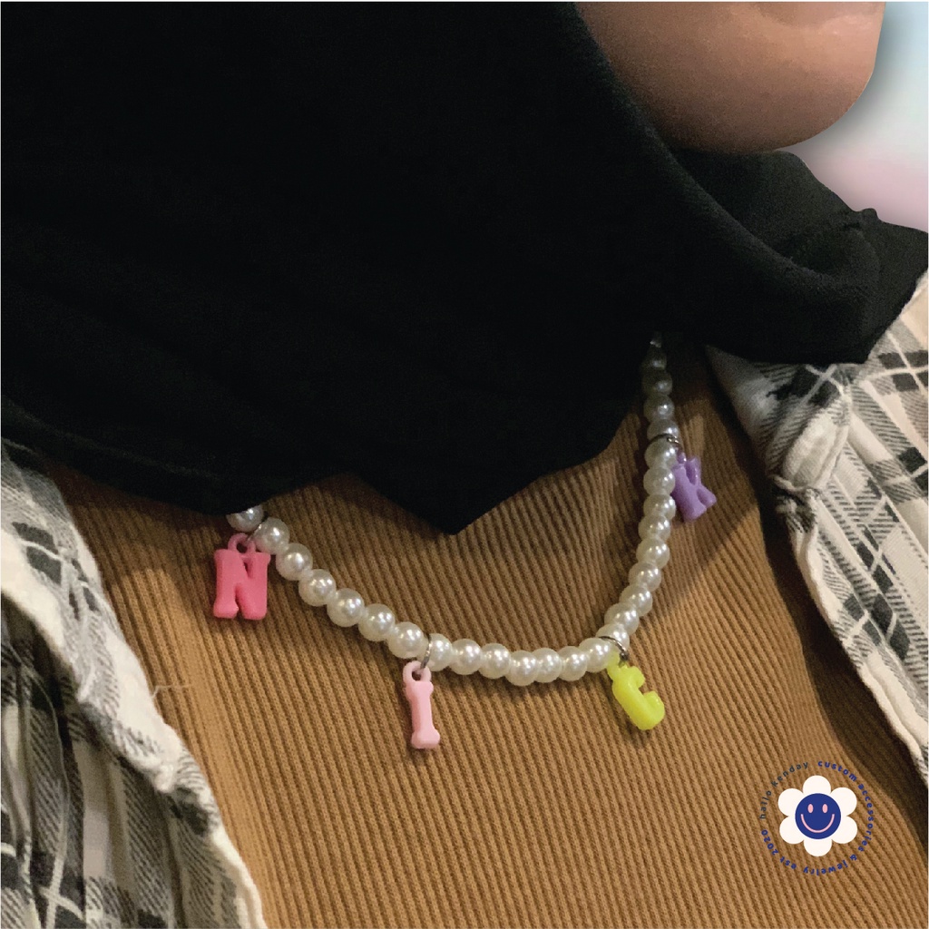 ALPHABET PEARL NECKLACE / RACHEL VENNYA NECKLACE / CUSTOM PEARL NECKLACE WITH NAME และ LETTER