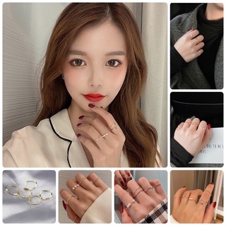 แหวน 5 ชิ้น / ชุด ทรงเรขาคณิต สไตล์เกาหลี แหวนมุก แหวนแฟชั่น แหวนเซต ring fashion แหวน เกาหลี แฟชั่น