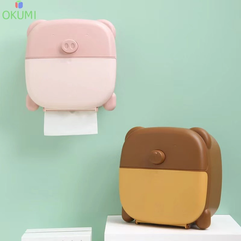 OKUMI_SHOP กล่องใส่ทิชชู กันน้ำ ติดผนังไม่ต้องเจาะ (K-406)