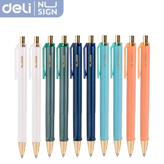 Deli（ราคาต่อ 10 แท่ง ）ปากกา ปากกาเจล แบบกด หมึกดำ 0.5mm เครื่องเขียน อุปกรณ์การเรียน Gel pen