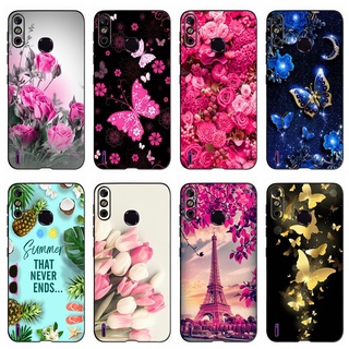 เคสโทรศัพท์มือถือซิลิโคนลายผีเสื้อดอกไม้ Infinix Smart 4 X653 / Smart5 X657 / Smart5 (India) X688C สีดํา