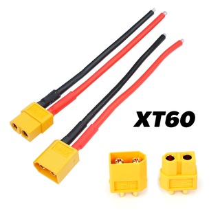 ขั้วต่อแบตเตอรี่ XT60 สีเหลือง พร้อมสาย ยาว 10 ซม. Male Female Yellow Black Connector คอนเนกเตอร์