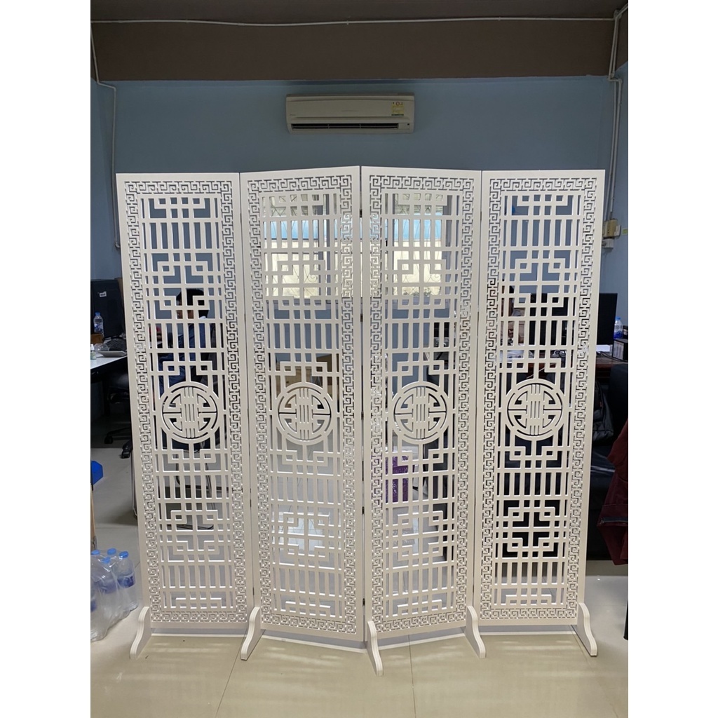 ฉากกั้นห้องบานเฟี้ยมฉลุลายขนาดกว้าง40xสูง150Cm หนา10มิลวางประดับ ตกแต่ง กันลม เสริมฮวงจุ้ย PVCกันน้ำกันชื้นกันปลวก