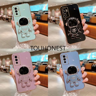 เคส Samsung Galaxy S10 S20 Plus FE Note 20 Ultra หรูหรา ซิลิโคนน่ารัก 3D นักบินอวกาศ ขาตั้ง เคสโทรศัพท์