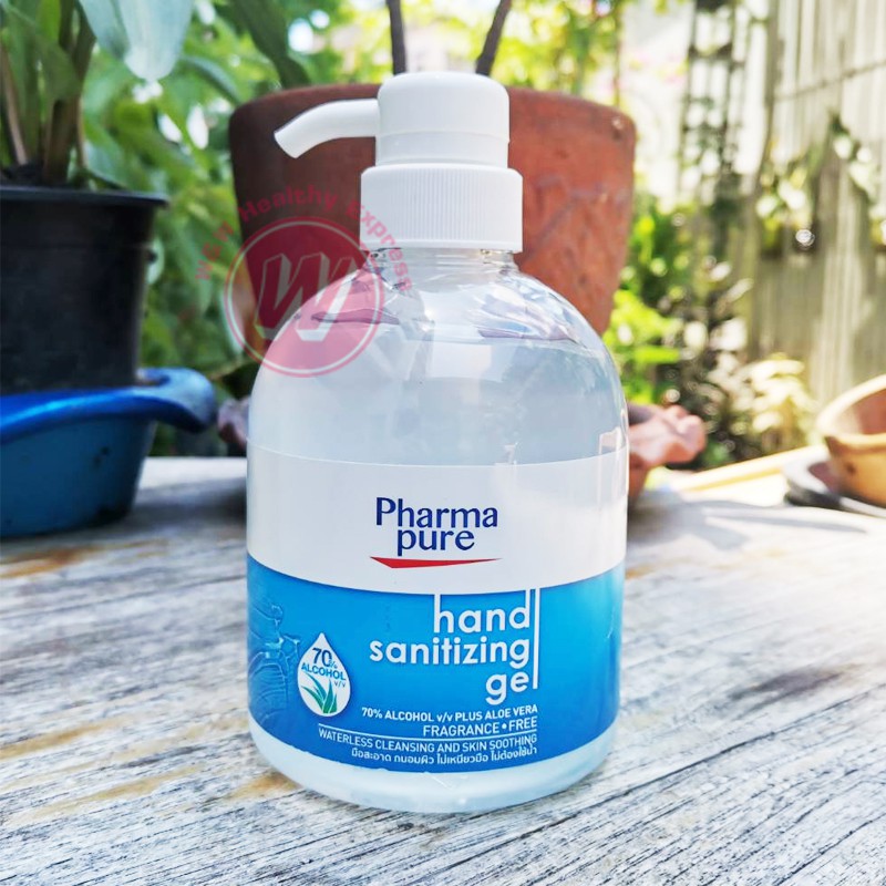 Pharmapure hand sanitizing gel 465 ml - เจลแอลกอฮอล์ เจลล้างมือ แบบไม่ต้องใช้น้ำ alcohol hand gel ขวดใหญ่ หัวปั๊ม