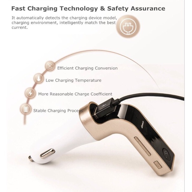 CAR G7 อุปกรณ์รับสัญญาณบลูทูธในรถยนต์ Bluetooth Car Charger CAR G7 Bluetooth Car Charger Hot