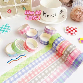 👉พร้อมส่ง👈เทปกาว วาชิเทป เทปตกแต่ง ลายสก๊อตน่ารัก สำหรับตกแต่งไดอารี่  DIY Tape