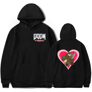 เสื้อกันหนาว มีฮู้ด ผ้าฝ้าย พิมพ์ลาย Doom Eternal Game สําหรับผู้ชาย