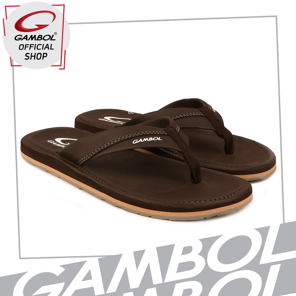 GAMBOL แกมโบล รองเท้าแตะลำลองชาย GM11324 สีดำ, น้ำตาลเข้ม, น้ำตาลอ่อน, ครีม, กรม, อิฐ Size 40-44