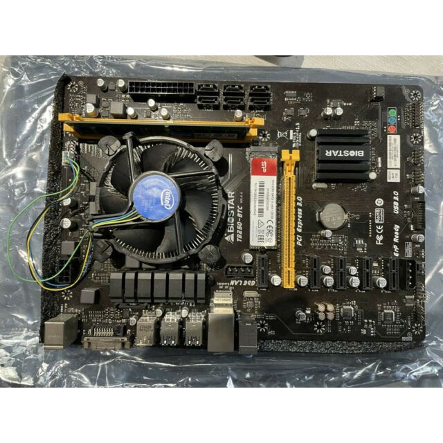 BIOSTAR  TB250 6 GPU + CPU G4560 + RAM 8gb