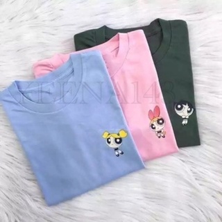 POWERPUFF GIRLS CHARACTER POCKET UNISEX AESTHETIC STATEMENT TSHIRT TEESเสื้อยืด