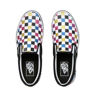 0Vans รองเท้าผ้าใบ Classic Slip-On Glitter Checkerboard Black/True White ( VN0A4BV3V3P )