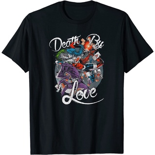 ผ้าฝ้ายคอกลมเสื้อยืด พิมพ์ลาย Harley Quinn Joker Death สไตล์วินเทจ คลาสสิก สําหรับผู้ชาย และผู้หญิงfrom S-4XL