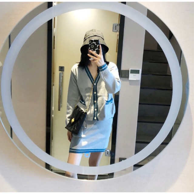 ชุดเซตไหมพรม 2 ชิ้น Set knit cardigan sweater top + skirt