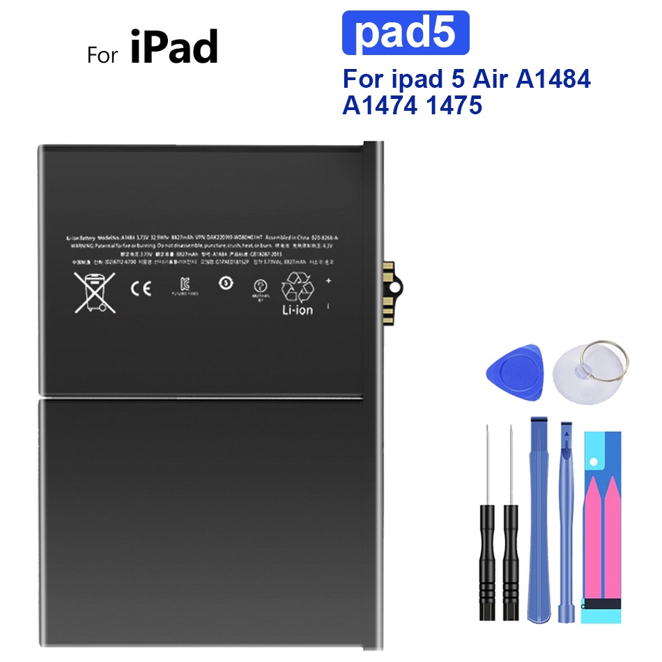 Battery For iPad Mini 4 3 2 1 5 6 iPad Pro 9.7 10.5 12.9 2nd 3rd 3 Gen Air Air2 Li-ion Polymer Tablet Bateria A1474 A154