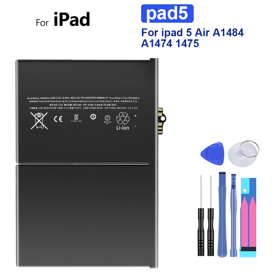 Battery For iPad Mini 4 3 2 1 5 6 iPad Pro 9.7 10.5 12.9 2nd 3rd 3 Gen Air Air2 Li-ion Polymer Table