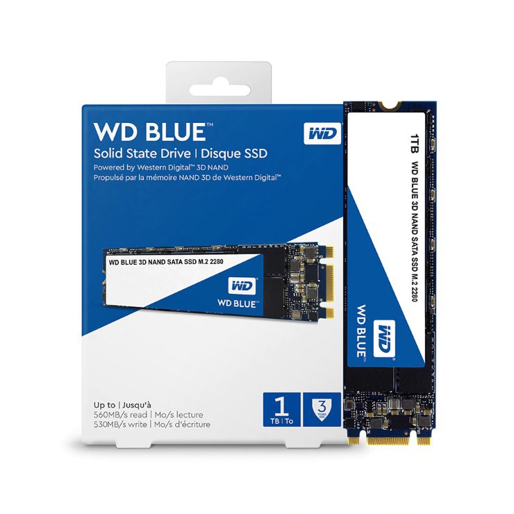 SSD WD BLUE 1TB M.2 2280 READ 560MB/S, WRITE 530MB/S (WDS100T2B0B)