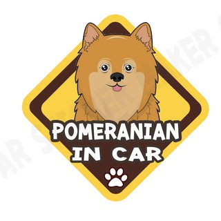 สติกเกอร์ติดรถ สติ๊กเกอร์ติดรถยนต์ สติกเกอร์หมา DGA152  Pomeranian dog