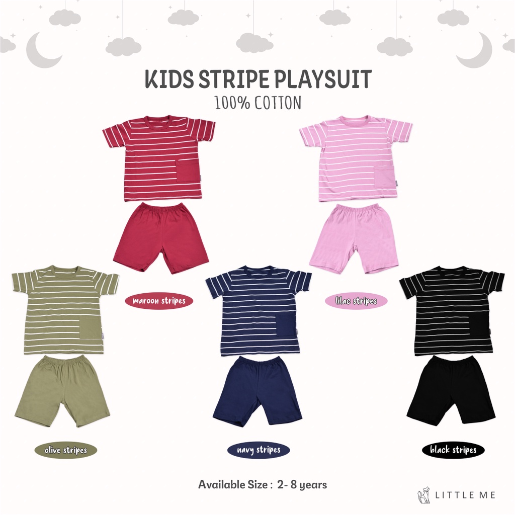 Little Me - Kids Stripe Playsuit / Kids Sleepsuit/ Playset Kids / Jumper Kids / บอดี้สูทเด็ก