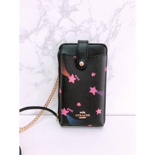 👑ผ่อน0%~แท้100%👑 กระเป๋าสะพาย COACH C6885 NORTH/SOUTH PHONE CROSSBODY WITH DISCO STAR