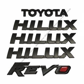 ชุด ป้ายโลโก้ แต่งรอบคัน สติ๊กเกอร์ 3D โตโยต้า ไฮลักซ์ รีโว่ Logo Sticker Set Toyota Hilux REVO สีดำด้าน