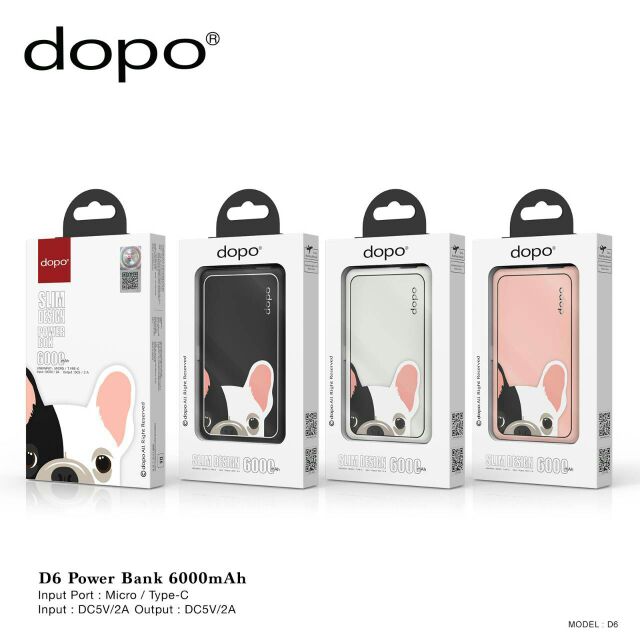 Power Bank Dopo Slim 6000mAh. Model:D6