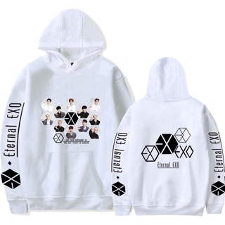 เสื้อกันหนาว มีฮู้ด ผ้าฝ้าย พิมพ์ลายโลโก้ EXO Kpop เหมาะกับของขวัญที่ดีที่สุด สําหรับผู้ชาย