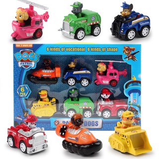 Paw Patrol  Cars Toys ชุด 6pcs พร้อมฟังก์ชั่นดึงกลับชุดยานพาหนะของเล่นของขวัญสำหรับเด็ก