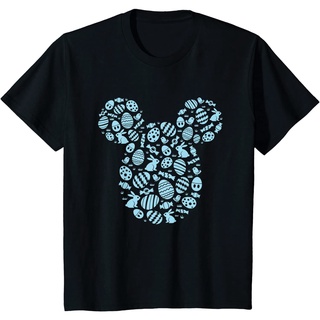 เสื้อยืดผ้าฝ้ายพรีเมี่ยม เสื้อยืด พิมพ์ลาย Disney Mickey Mouse Blue Easter