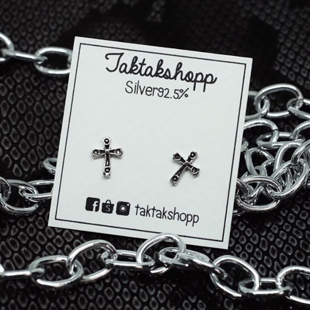 ต่างหูกางเขน เงินแท้92.5% | Studs Earring Silver 925