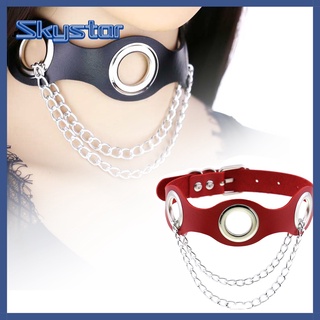 skystar Faux Leather Necklace Hollow Circle Punk Rock Choker Collar Fine Workmanship for Bar