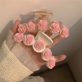 Korean Pink Camellia Hair Clip Cute Flower Claw Clip Hair Accessories