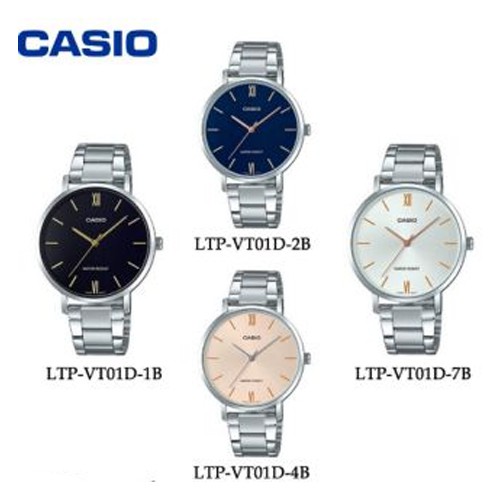Casio นาฬิกาข้อมือผู้หญิง  รุ่น LTP-VT01D,LTP-VT01D-1B,LTP-VT01D-2B,LTP-VT01D-4B,LTP-VT01D-7B
