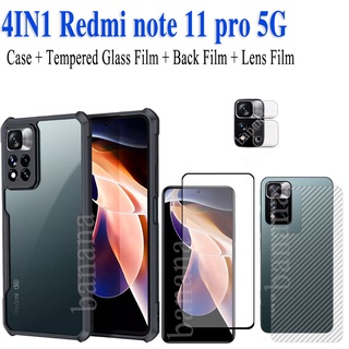 4in1 Redmi note 11pro anti-fall  phone case +Redmi note11s 115G tempered glass film + carbon fiber back film + lens film