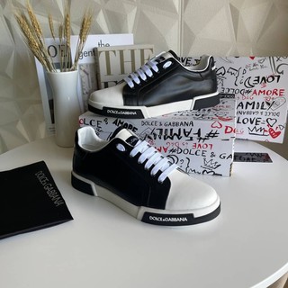 DOLCE GABBANA sneaker หนังสีดำ
