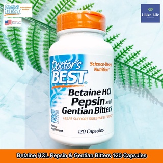 Doctors Best - Betaine HCL Pepsin &amp; Gentian Bitters 120 Capsules  บีเทน ไฮโดรคลอไรด์ เบทาอีน เปปซินและ สมุนไพรเจนแฌ็น