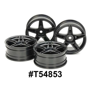 TAMIYA 54853 MEDIUM-NARROW TWIN 5-SPOKE WHEELS (24mm WIDTH, OFFSET +2) (BLACK) 4PCS.