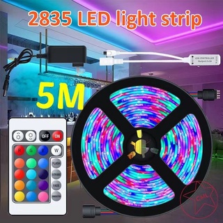 ไฟริบบิ้น 2835 ไฟเส้น RGB ไฟแต่งห้อง 5เมตร ตัดไม่ได้ ไฟเส้นเปลี่ยนสีได้ LED Strip Light รีโมท 24 ปุ่ม