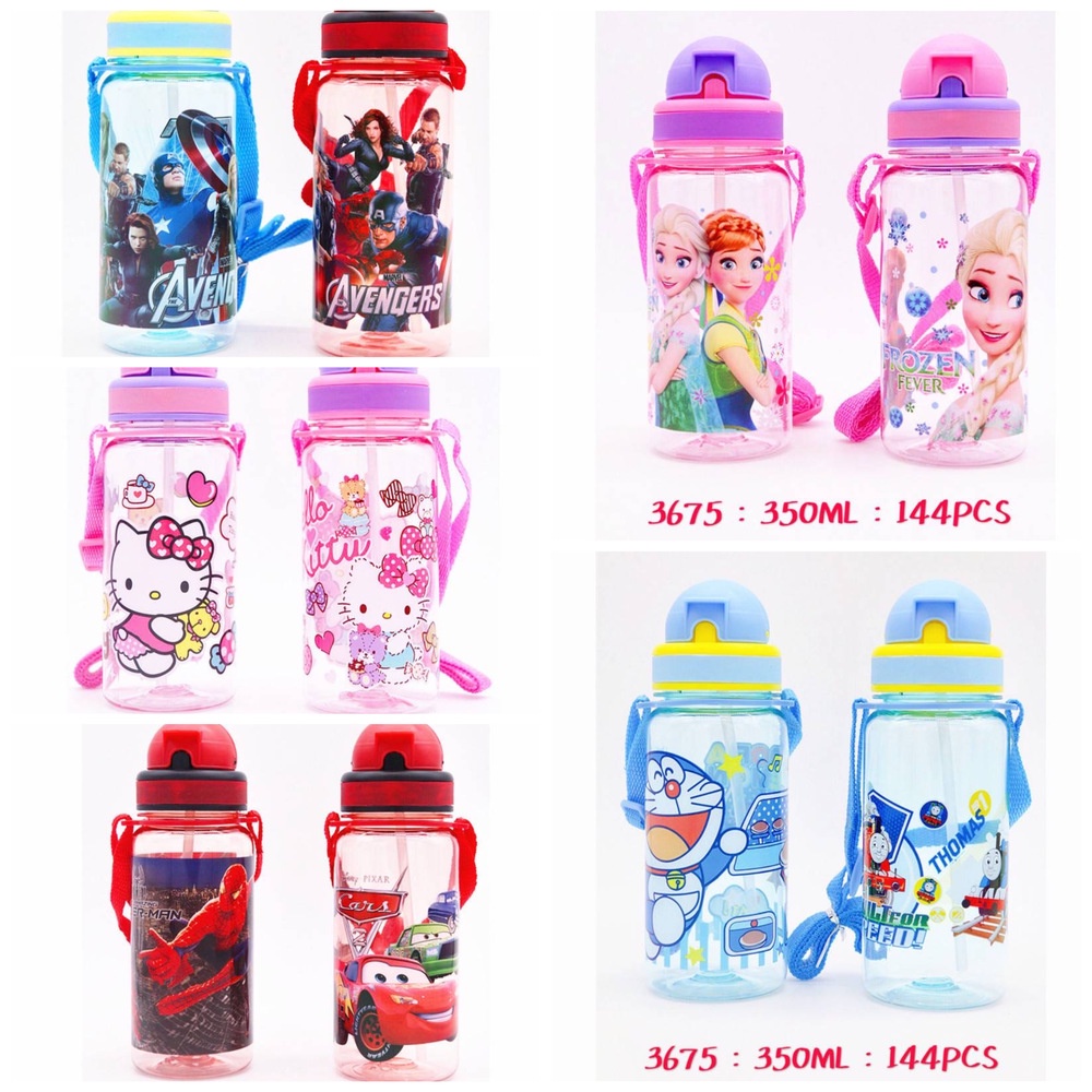 พร้อมส่ง!!! กระติกน้ำหลอดเด้งพกพาสำหรับเด็กอนุบาล 350 ml.