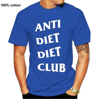 เสื้อยืดผ้าฝ้ายพิมพ์ลายแฟชั่น เสื้อยืด พิมพ์ลาย Anti Diet Diet Club สําหรับผู้ชาย สีขาว