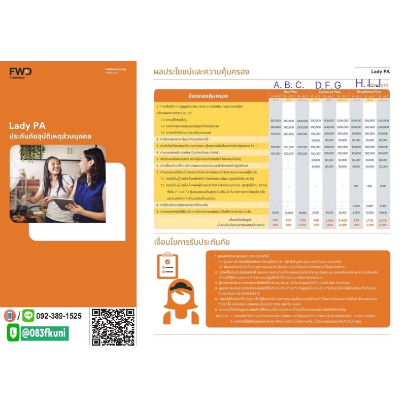 FWD PAประกันอุบัติเหตุ ส่วนบุคคล สำหรับ สุภาพสตรี ราคาเริ่มต้น 369บาทต่อปี