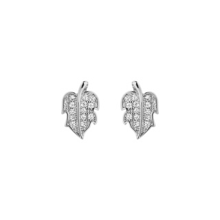 Haus of Jewelry - BLISSFUL LEAF EARRINGS ต่างหูเงินแท้ ประดับเพชรคิวบิกเซอร์โคเนีย (Cubic Zirconia)