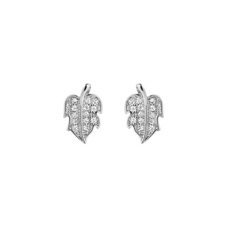 Haus of Jewelry - BLISSFUL LEAF EARRINGS ต่างหูเงินแท้ ประดับเพชรคิวบิกเซอร์โคเนีย (Cubic Zirconia)