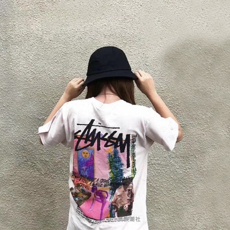 【NEW】Stussy Daydream เสื้อยืดลําลองสําหรับผู้ชายผู้หญิงแขนสั้นพิมพ์ลาย Daydream