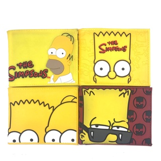 กระเป๋าสตางค์ หนัง PU ใบสั้น ลายการ์ตูน The Simpsons ลําลอง ใส่เหรียญได้ สําหรับเด็กนักเรียนผู้ชาย และเด็กผู้หญิง